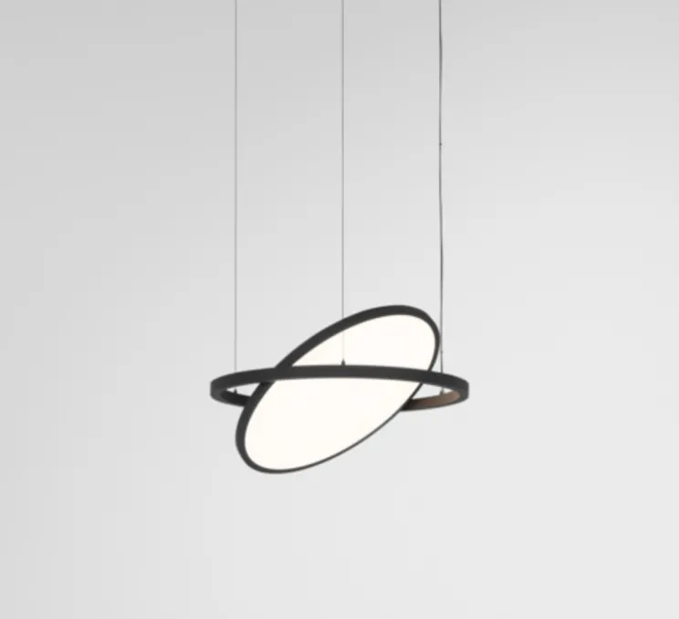 Suspension, Geometry Suspended Adjustable 672 1x, noir, LED, dim, 3000K, 2018 lm, Ø67,2cm, H3cm - Modular