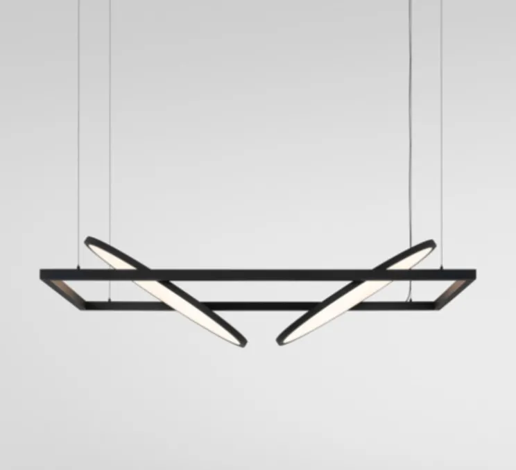 Suspension, Geometry Suspended Adjustable 672x1288 2x, noir, LED, dim, 3000K, 4036 lm, L128,8cm, H3cm - Modular