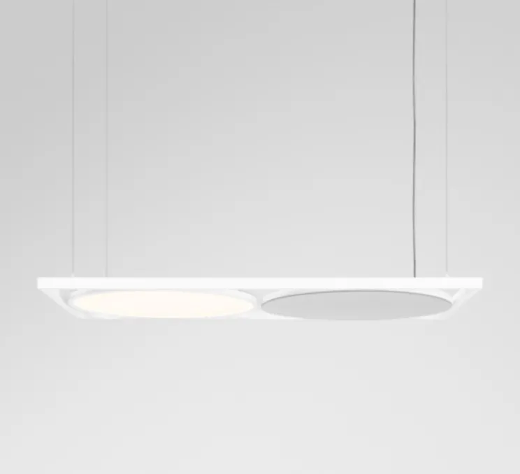 Suspension, Geometry Suspended Adjustable 672x1288 2x, blanc, argent chromé, LED, dim, 3000K, 4634 lm, L128,8cm, H3cm - Modular