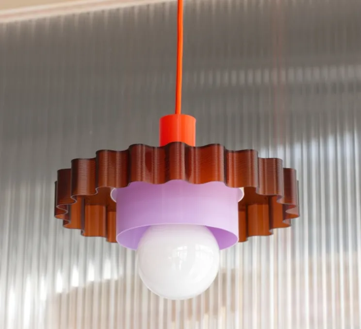 Suspension, Gigi n°3, câble orange, blanc, violet, Ø28cm, H14,5cm - Warren & Laetitia pour Nedgis