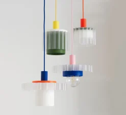 Suspension, Gigi n°3, câble rose, rose, bleu, blanc, Ø28cm, H14,5cm - Warren & Laetitia