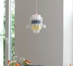 Suspension, Gigi XL n°5, câble rose, jaune, lilas, vert, Ø28,5cm, H22,5cm - Warren & Laetitia