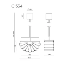 Suspension, Gina, C1334, noir mat, L20cm, H11cm - Aromas del Campo