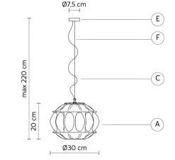 Suspension, Ginger sphère, verre fumé, Ø27cm, H26cm - Karman