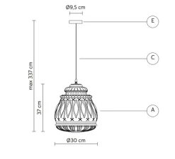 Suspension, Ginger, verre fumé, IP44, Ø30cm, H37cm - Karman