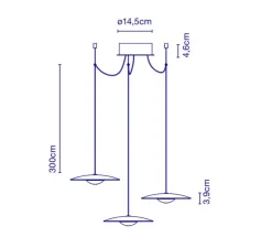 Suspension, Ginger 20x3, intérieur blanc, extérieur noir, LED, 2700K, 3x139lm, Ø20cm, H3,9cm - Marset