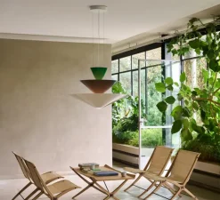 Suspension, Gio LN15, vert signal, bleu profond, blanc écru, LED, dim, 2600K, Ø92cm, H61cm - Andtradition