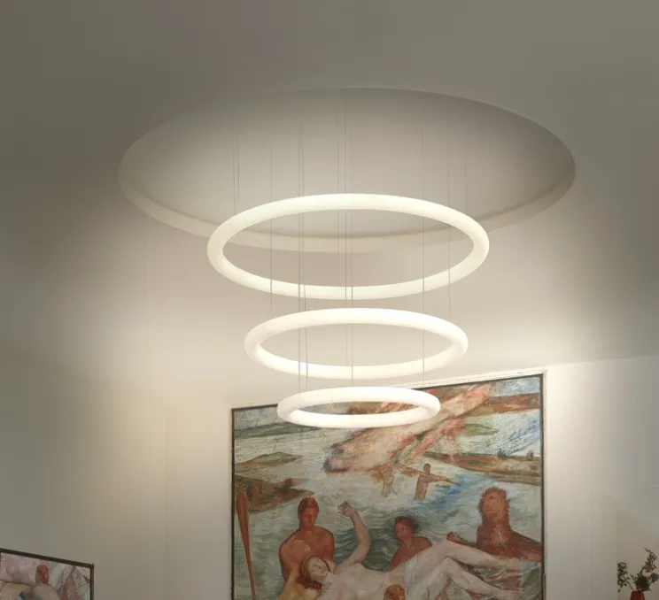 Suspension, Giotto, blanc, LED, dim, 2700K, 3200lm, Ø140cm, H7cm - Slide