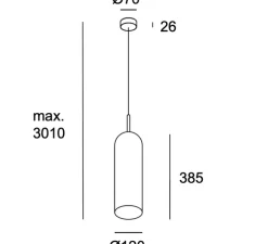 Suspension, Glam, verre noir fumé et or, Ø12cm, H38,5cm - LEDs C4