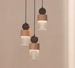 Suspension, Glamm, C1130, métal noir, marbre marron, céramique silhouette, LED, dim, 2700K, 700 lm, Ø12,4cm, H30,2cm - Aromas del Campo