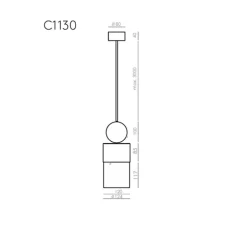 Suspension, Glamm, C1130, métal noir, marbre marron, céramique silhouette, LED, dim, 2700K, 700 lm, Ø12,4cm, H30,2cm - Aromas del Campo