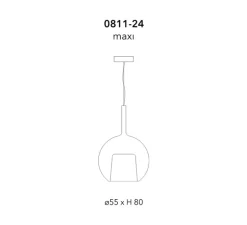 Suspension, Glo Maxi, effet miroir rose doré, rosace noire, on/off, Ø55cm, H80cm - Penta