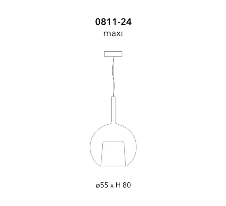 Suspension, Glo Maxi, effet miroir rose doré, rosace noire, on/off, Ø55cm, H80cm - Penta