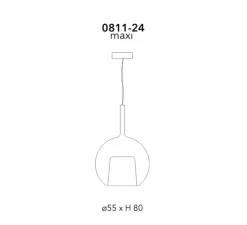 Suspension, Glo Maxi, effet miroir or, avec rosace blanche, On/Off, Ø55cm, H80cm - Penta