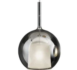 Suspension, Glo Maxi, effet miroir argenté, avec rosace blanche, On/Off, Ø55cm, H80cm - Penta