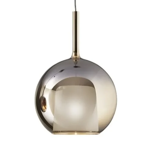 Suspension, Glo Maxi, finition miroir 4ever, avec rosace noire, DALI, Ø55cm, H80cm - Penta