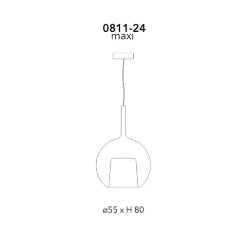 Suspension, Glo Maxi, finition miroir 4ever, avec rosace noire, DALI, Ø55cm, H80cm - Penta