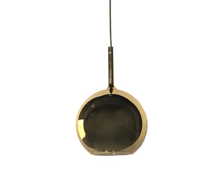 Suspension, Glo Medium, effet miroir or, avec rosace blanche, On/Off, Ø25cm, H38cm - Penta