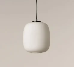 Suspension, Globo Cesta, noir mat et verre opalin, Ø27cm, H34cm - Santa & Cole