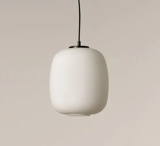 Suspension, Globo Cesta, noir mat et verre opalin, Ø27cm, H34cm - Santa & Cole
