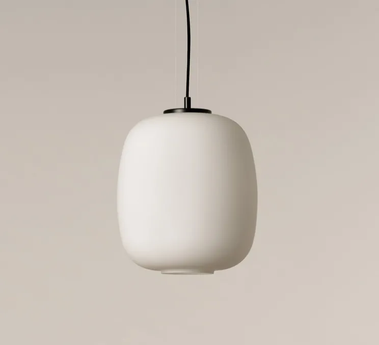 Suspension, Globo Cesta, noir mat et verre opalin, Ø27cm, H34cm - Santa & Cole