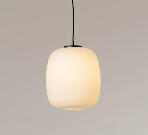 Suspension, Globo Cesta, noir mat et verre opalin, Ø27cm, H34cm - Santa & Cole