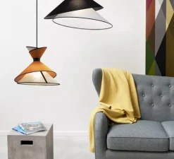 Suspension, Grand Kimono, Blanc crème et orange, Ø50cm, H44cm - DesignHeure