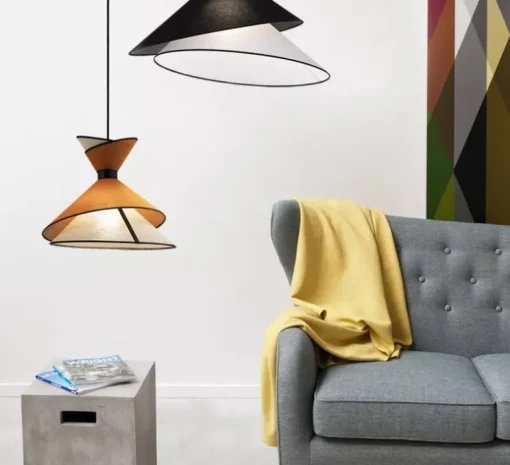 Suspension, Grand Kimono, Blanc crème et orange, Ø50cm, H44cm - DesignHeure