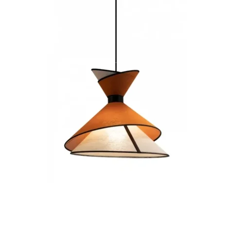 Suspension, Grand Kimono, Blanc crème et orange, Ø50cm, H44cm - DesignHeure