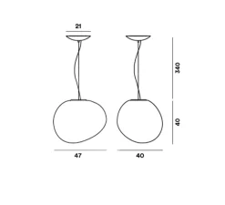 Suspension, Gregg Grande LED, blanc et blanc, LED, 2700K, 2581lm, L47cm, H40cm - Foscarini