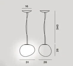 Suspension, Gregg Media, blanc et blanc, L31cm, H26cm - Foscarini
