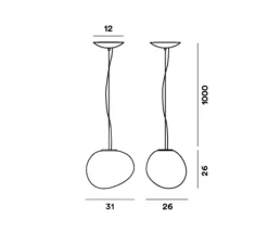 Suspension, Gregg Media, câble 10m, blanc, L31cm, H26cm - Foscarini