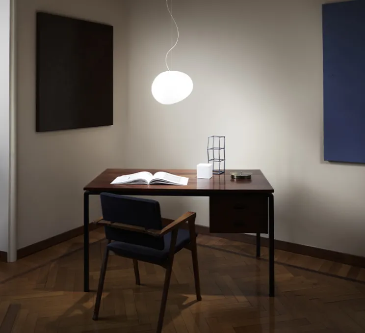 Suspension, Gregg Media LED, blanc et blanc, LED, 2700K, 2581lm, L31cm, H26cm - Foscarini