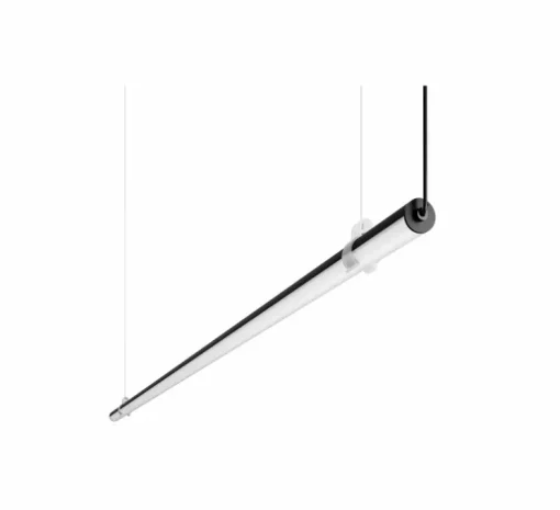 Suspension, Grip, noir, verre opal, IP40, LED, 3000K, 3399 lm, Ø2,8cm, H141cm - Beneito Faure