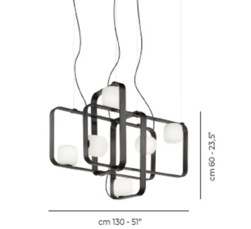 Suspension, Groove SP 4, anthracite, L130cm, H60cm - Vistosi