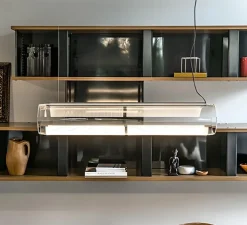 Suspension, Guise 2277, transparent, graphite, câble de 5m, LED, 3000K, 2613lm, L89cm, H16cm - Vibia