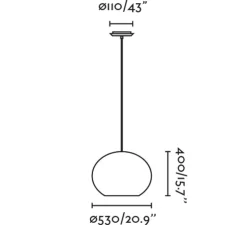 Suspension, Haka 530, noir, rotin, Ø53cm, H40cm - Faro
