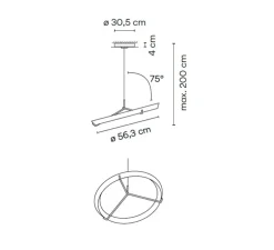 Suspension, Halo Jewel, 2351, or, LED, dim, 3000k, 1726 lm, Ø56,3cm, H4cm - Vibia