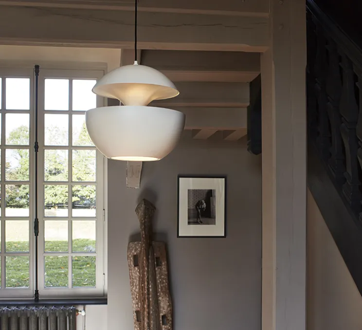 Suspension, Here Comes the Sun 350, blanc et blanc, Ø35cm, H35cm - DCW éditions Paris