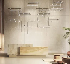 Suspension, Hilow, émission élevée, titane, LED, 2700K, 5045lm, L113cm, H7cm - Panzeri