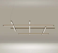 Suspension, Hilow, émission élevée, laiton satiné, LED, 2700K, 5045lm, L113cm, H7cm - Panzeri