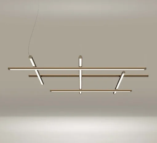 Suspension, Hilow, émission élevée, laiton satiné, LED, 2700K, 5045lm, L113cm, H7cm - Panzeri