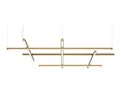 Suspension, Hilow, émission élevée, laiton satiné, LED, 2700K, 5045lm, L113cm, H7cm - Panzeri