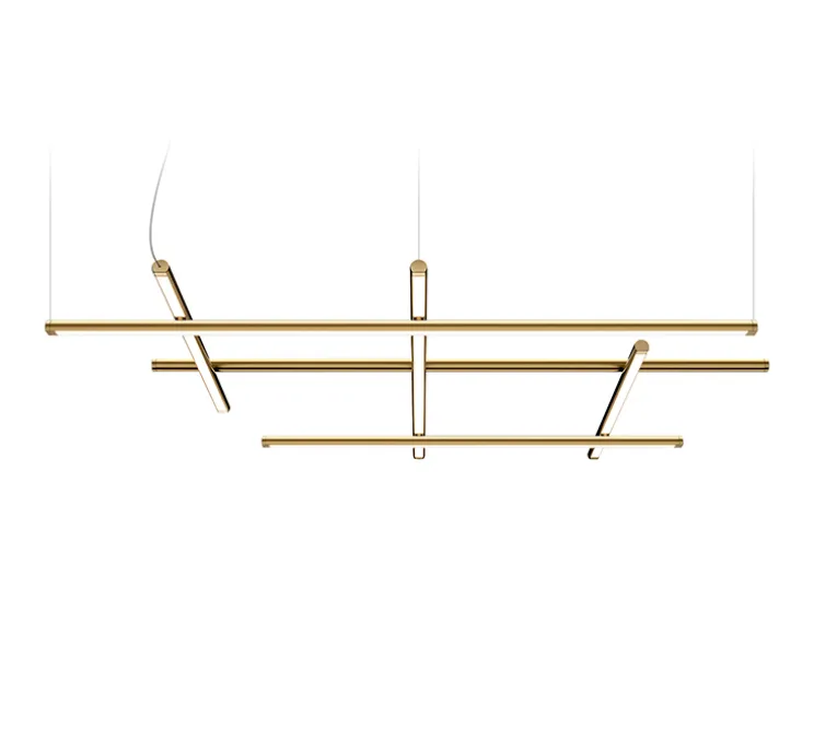 Suspension, Hilow, émission élevée, laiton satiné, LED, 2700K, 5045lm, L113cm, H7cm - Panzeri