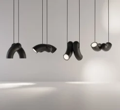 Suspension, Hyphen , Noir sablé, L29cm, H24cm, 3000K, 2000lm - Darmes