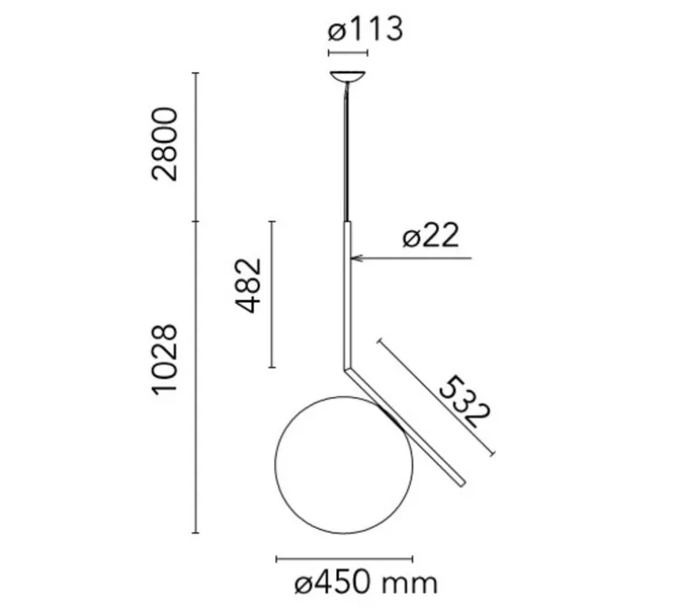 Suspension, IC Lights S3, laiton, Ø45cm, H102,8cm - Flos
