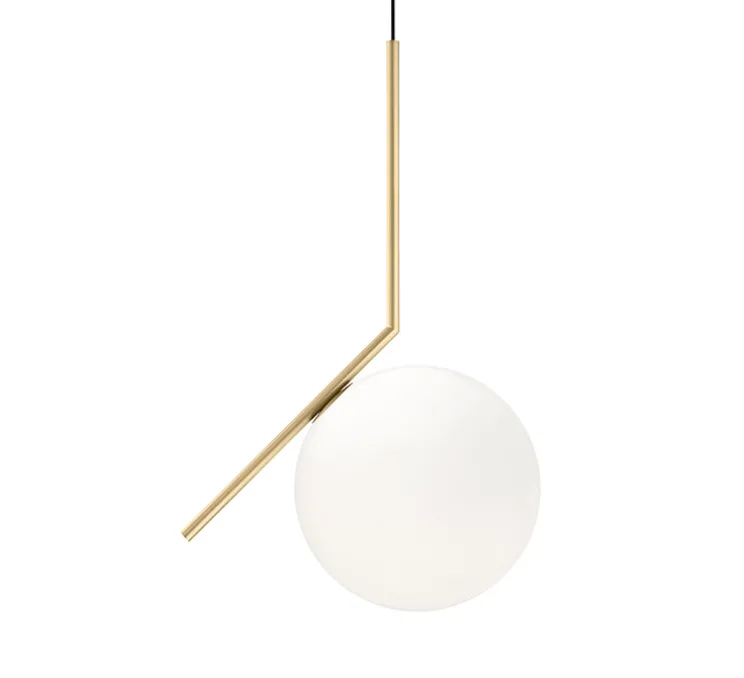 Suspension, IC Lights S2, opalin et laiton brossé, Ø30cm, H70,2cm - Flos