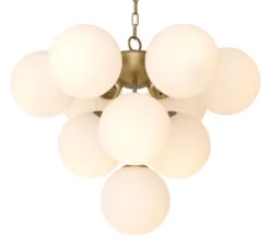 Suspension, Icaro, blanc opalin, laiton antique, H73cm, Ø63cm - Eichholtz