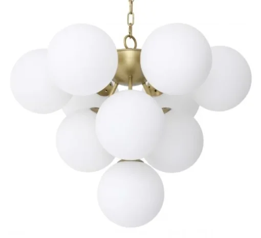 Suspension, Icaro, blanc opalin, laiton antique, H73cm, Ø63cm - Eichholtz