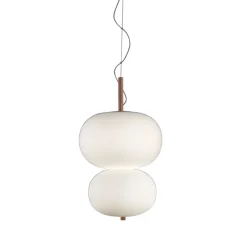 Suspension, Ilargi Doble, bois, blanc, LED, dim, 2700k, 1833 lm, Ø39,5cm, H67cm - LEDs C4